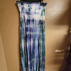 Cute Options Tie Dye Boho Skirt Womens Size M Blue Fold Over Waistband Lined